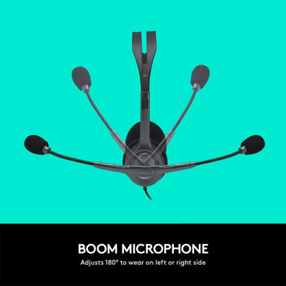 Logitech H111 Stereo Headset | 3.5mm Multi-Device Headset with Rotating Microphone