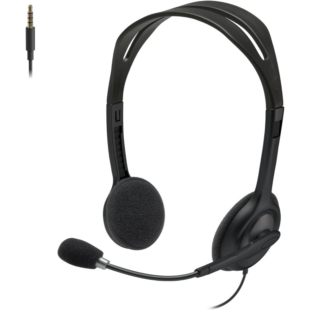 Logitech H111 Stereo Headset | 3.5mm Multi-Device Headset with Rotating Microphone