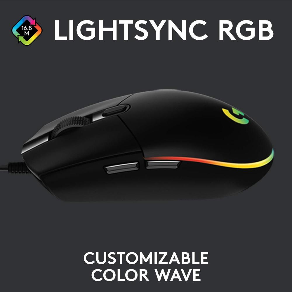 Logitech G102 LIGHTSYNC Wired Gaming Mouse | 8000 DPI | 6 Programmable Buttons | 1000Hz Report Rate | LIGHTSYNC RGB | 85g Lightweight Design | 2.1m Cable