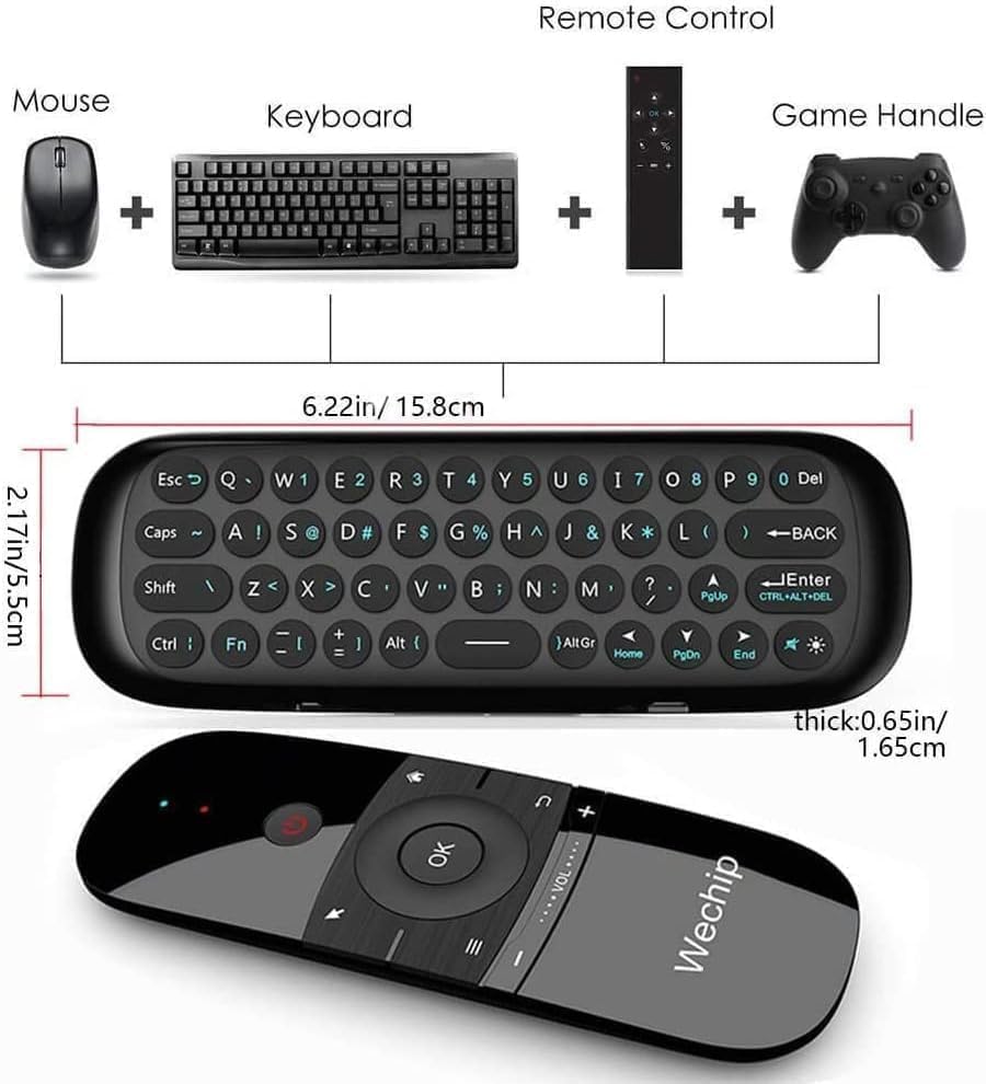 Wechip W1 2.4GHz Wireless Air Mouse | Air Remote with Keyboard for Android TV, Smart TV, and PC