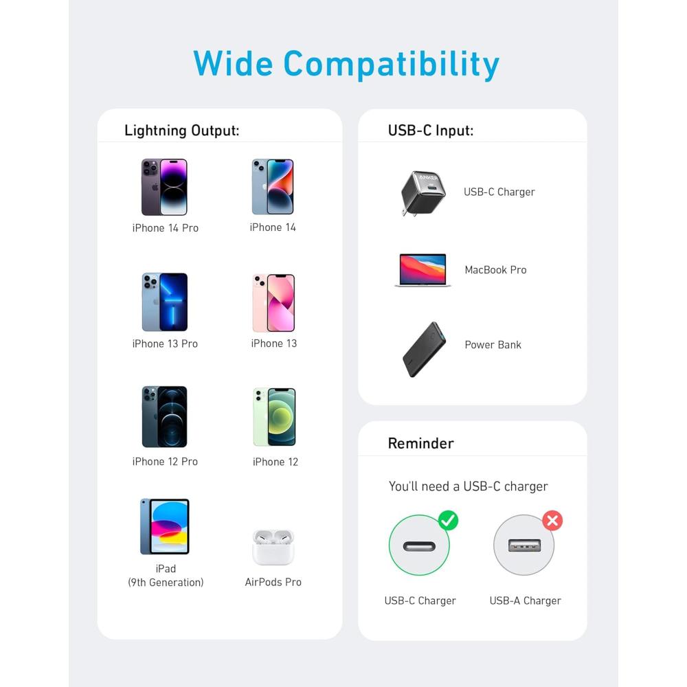 Anker 310 USB-C to Lightning Cable A81A6 | Braided Fast Charging Cable | MFi Certified | For iPhone, iPad & AirPods