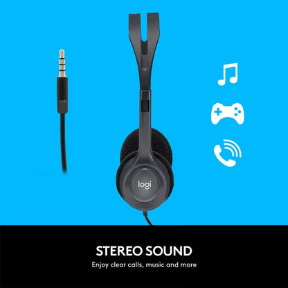 Logitech H111 Stereo Headset | 3.5mm Multi-Device Headset with Rotating Microphone