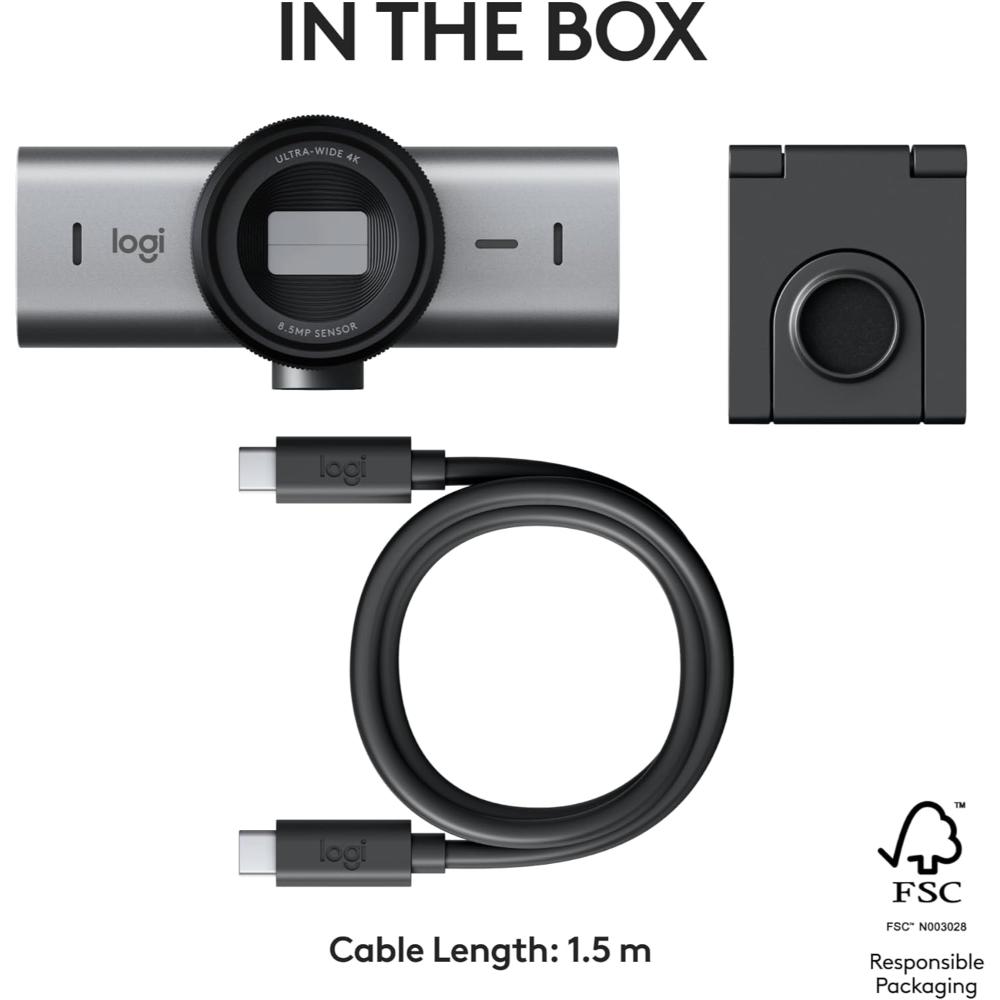 Logitech MX Brio | 4K Ultra HD Webcam | AI Autofocus, Dual Mic, USB-C (Master Series)