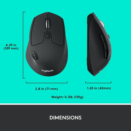 Logitech M720 Triathlon Multi-Device Wireless Mouse | Hyper-Fast Scrolling | 8 Buttons | 3-Device Easy-Switch | Bluetooth & Unifying Receiver