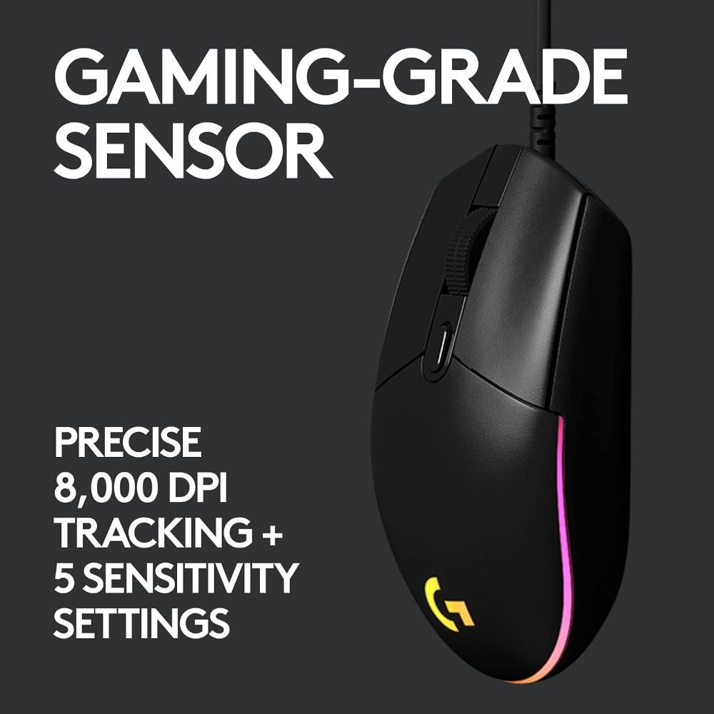 Logitech G102 LIGHTSYNC Wired Gaming Mouse | 8000 DPI | 6 Programmable Buttons | 1000Hz Report Rate | LIGHTSYNC RGB | 85g Lightweight Design | 2.1m Cable