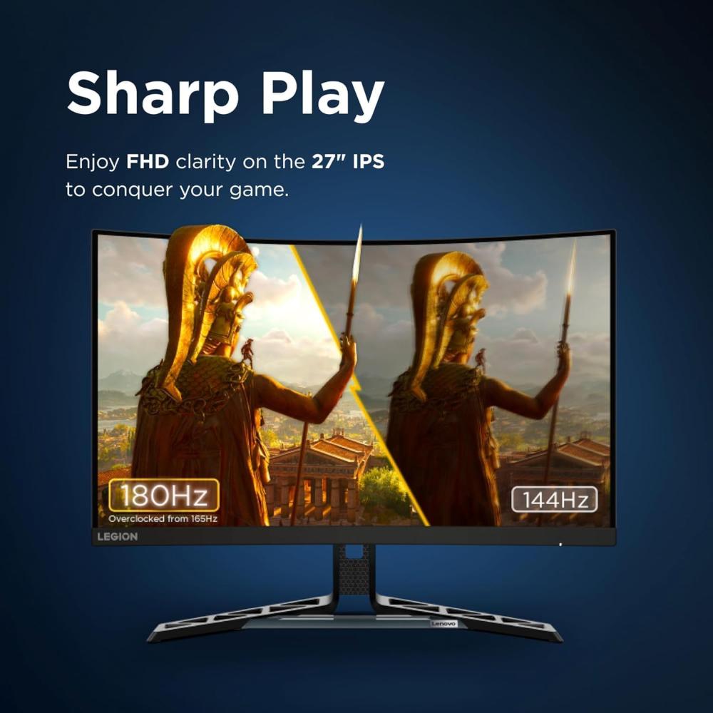 Lenovo Legion R27i-30 Gaming Monitor | 27" FHD IPS | 180Hz Overclock | 0.5ms MPRT | 400 nits Peak | 99% sRGB | 90% DCI-P3 | DisplayHDR 400 | FreeSync Premium