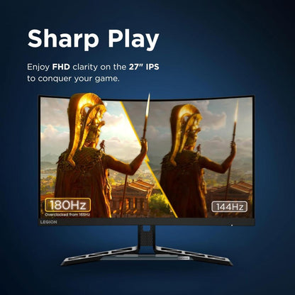Lenovo Legion R27i-30 Gaming Monitor | 27" FHD IPS | 180Hz Overclock | 0.5ms MPRT | 400 nits Peak | 99% sRGB | 90% DCI-P3 | DisplayHDR 400 | FreeSync Premium