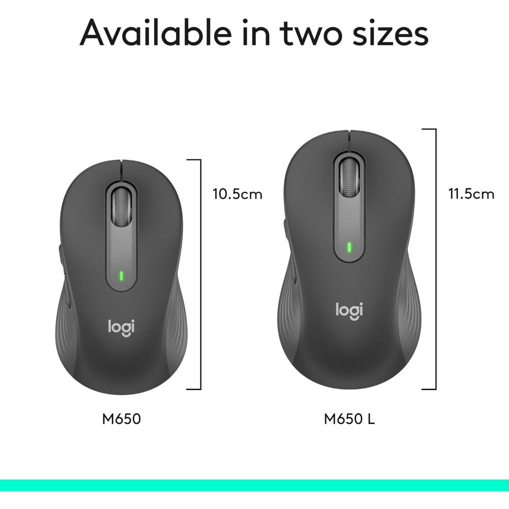 Logitech Signature M650 Wireless Mouse | SmartWheel Scrolling | SilentTouch | Bluetooth & Logi Bolt | Up to 24-Month Battery Life