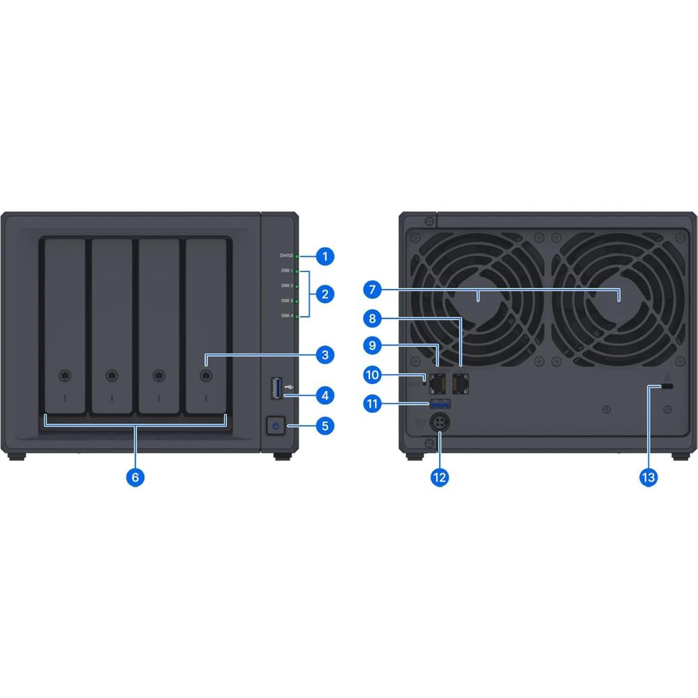 Synology DiskStation DS425+ | 4-Bay NAS Storage Solution | Intel Celeron Quad-Core | 2.5GbE | M.2 NVMe Cache Support
