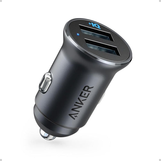 Anker 320 Car Charger (24W II) PowerDrive 2 Alloy A2727 | Dual USB Mini Aluminum Car Charger
