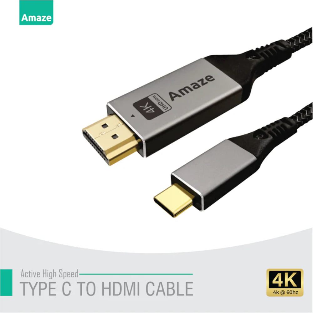 Amaze A145 | Type-C to HDMI Display Cable | 4K @ 60Hz | 2 Meter | Plug & Play | Gold-Plated Connectors