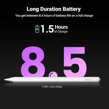 UGREEN LP653 15910 Wireless Charging Smart Stylus Pen for iPad | Magnetic Charging | Tilt Sensitivity | Palm Rejection | 9-Hour Battery | 1.5mm Nib