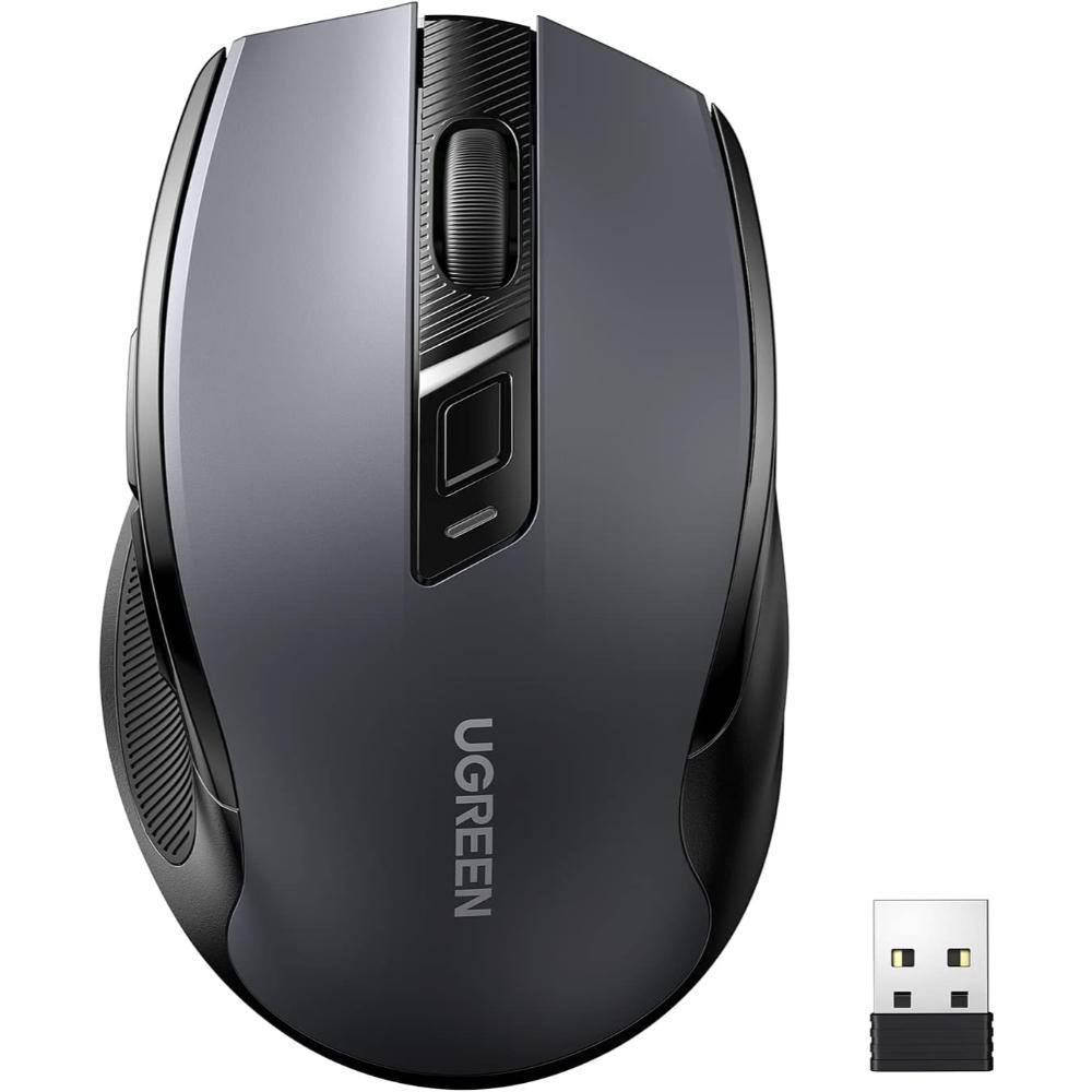 UGREEN MU006 Wireless Ergonomic Mouse | 4000 DPI, 6 Buttons, Silent Click (Black) – Model 90545
