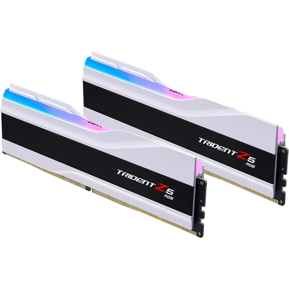 G Skill Trident Z5 RGB DDR5 Desktop Memory | 64GB (2x32GB) Kit | 6000MT/s | CL30-40-40-96 | 1.35V | Intel XMP 3.0 | Matte White/Black