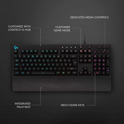 Logitech G213 Prodigy RGB Gaming Keyboard | Mech-Dome Keys | LIGHTSYNC 5-Zone RGB | Spill-Resistant | Dedicated Media Controls | Integrated Palm Rest | USB 2.0