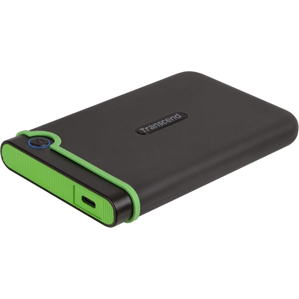 Transcend StoreJet 25M3C | Rugged Portable External Hard Drive | USB 3.1 Gen 1 Type-C, Anti-Shock, One-Touch Backup (2TB / 4TB)