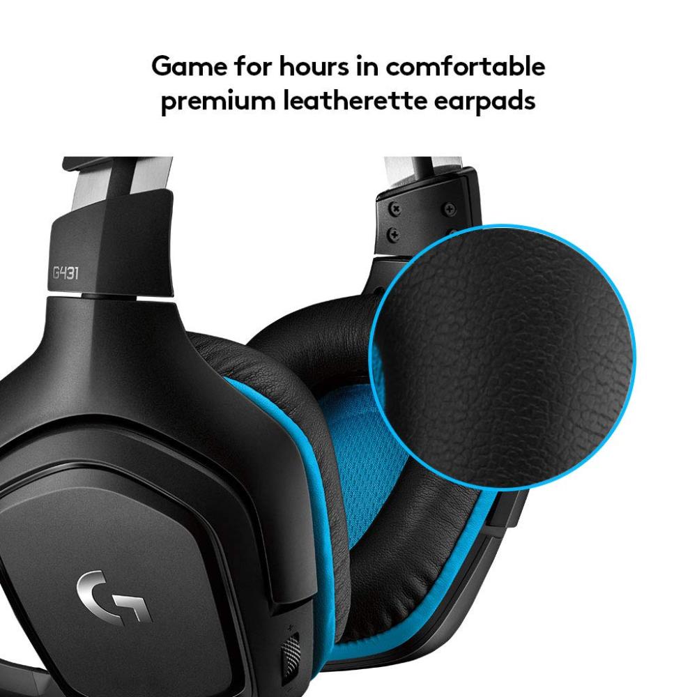 Logitech G431 Wired Gaming Headset | 50mm Drivers | DTS Headphone:X 2.0 Surround Sound | 6mm Flip-to-Mute Mic | 3.5mm + USB Connectivity | PC, PS4, Xbox & Switch