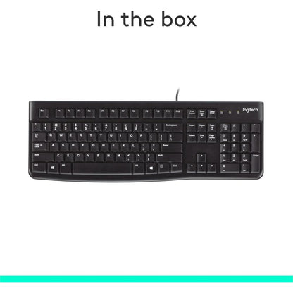 Logitech K120 USB Wired Keyboard | Full-Size Keyboard with Numeric Keypad | Spill-Resistant | Plug-and-Play USB | Black