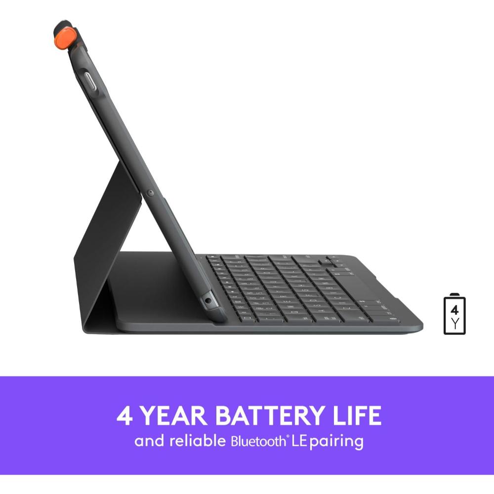 Logitech Slim Folio Keyboard & Case for iPad 10.2-inch | 7th, 8th & 9th Gen | Bluetooth Keyboard | 3-Year Battery Life | 3 Viewing Modes | English Layout