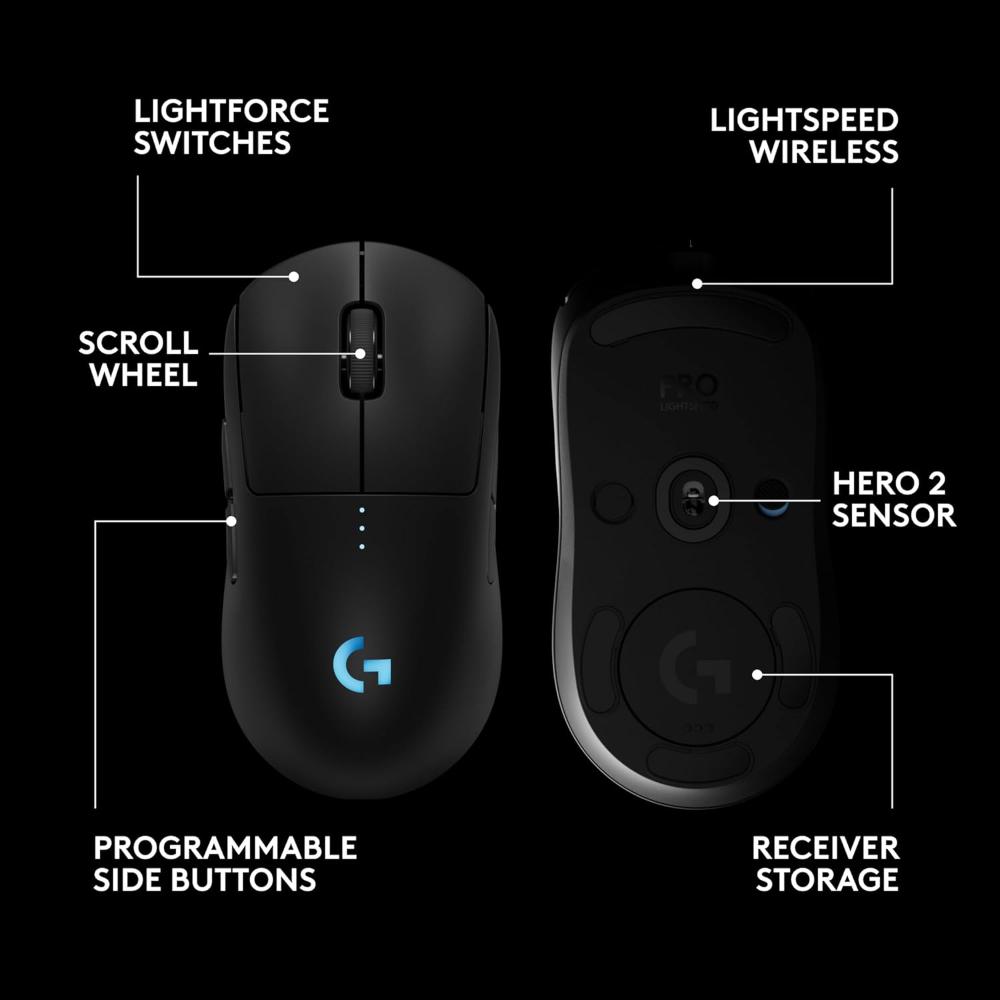 Logitech PRO 2 LIGHTSPEED Wireless Gaming Mouse | HERO 2 Sensor | LIGHTFORCE Switches | 44K DPI