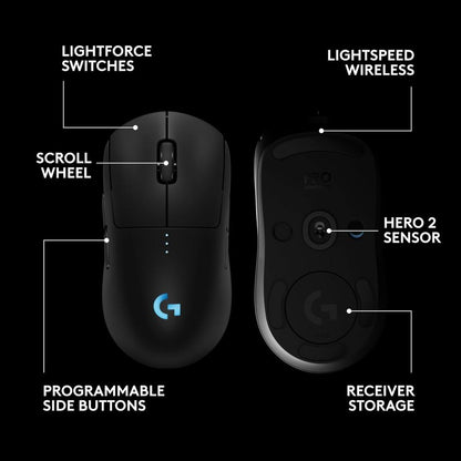 Logitech PRO 2 LIGHTSPEED Wireless Gaming Mouse | HERO 2 Sensor | LIGHTFORCE Switches | 44K DPI
