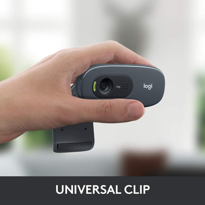 Logitech C270 HD Webcam | 720p 30fps | 0.9MP | Auto Light Correction | Noise-Reducing Mono Mic | 55° FOV | Fixed Focus