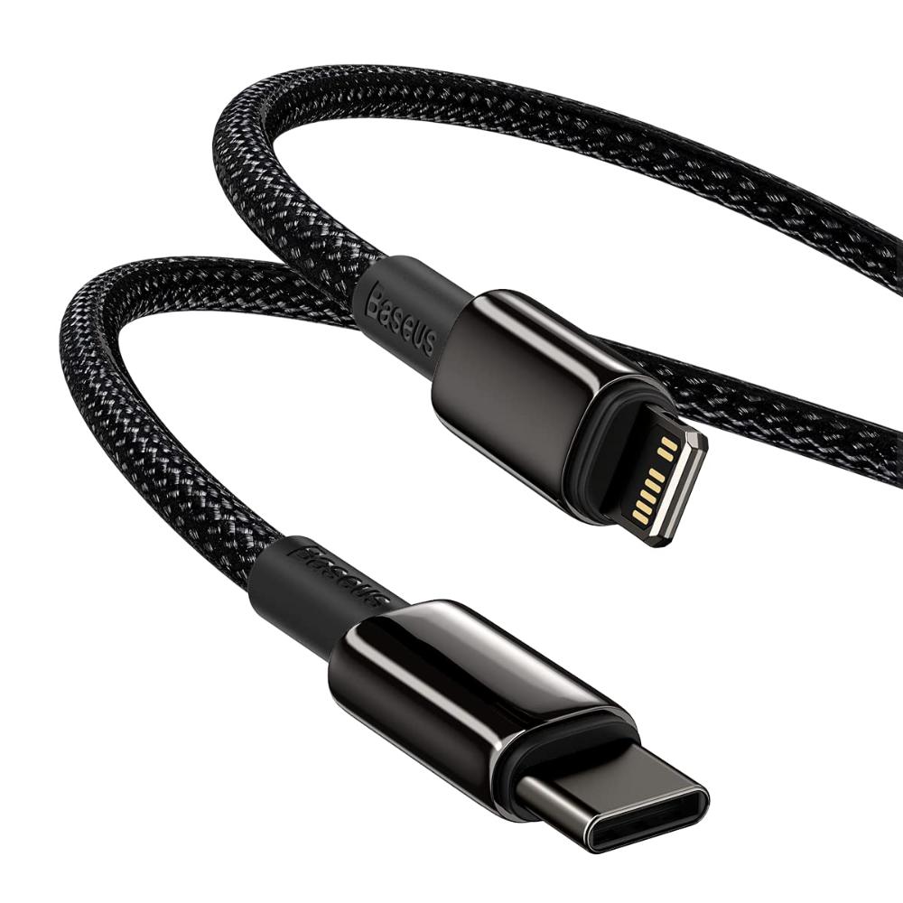 Baseus Tungsten Gold USB-C to Lightning Cable | PD 20W Fast Charging | Braided Nylon | 1m / 2m