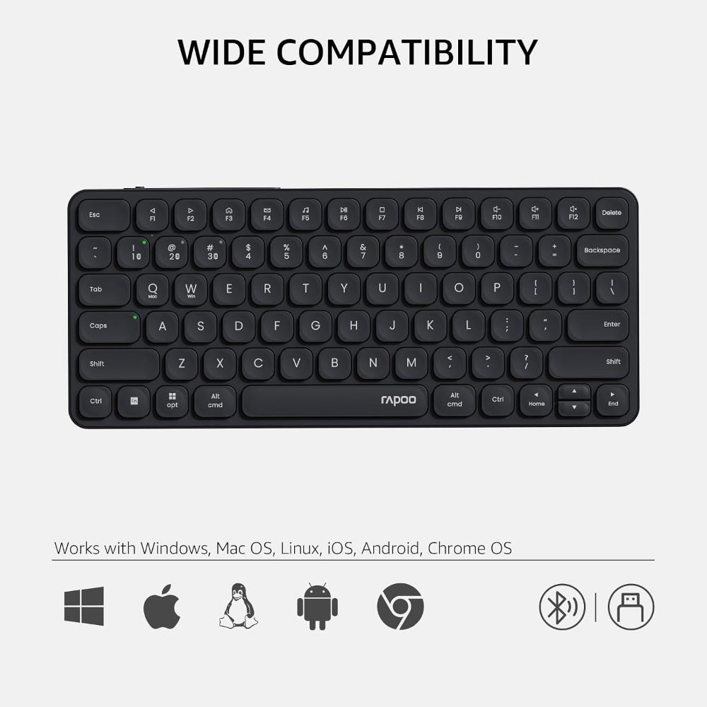 Rapoo E9050L | Ultra-Slim Multi-Mode Wireless Keyboard – Dark Grey