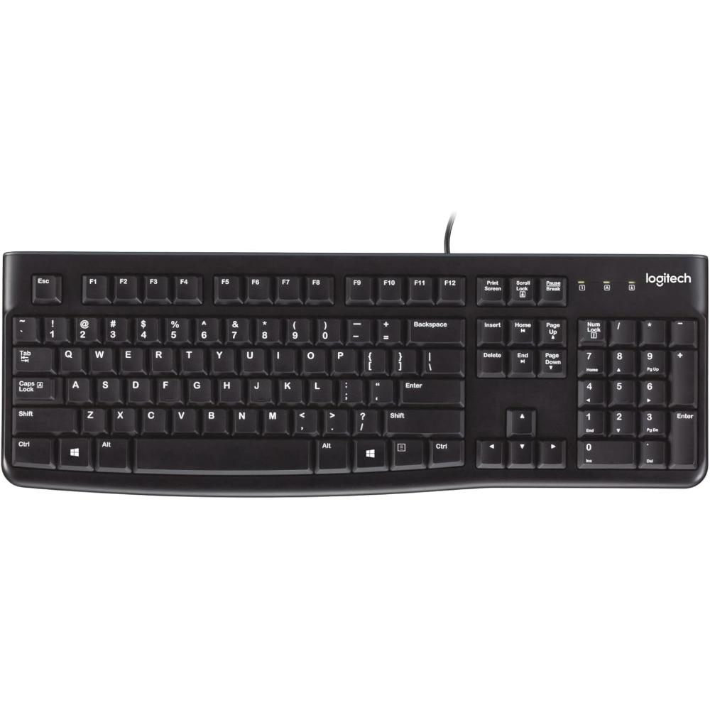 Logitech K120 USB Wired Keyboard | Full-Size Keyboard with Numeric Keypad | Spill-Resistant | Plug-and-Play USB | Black