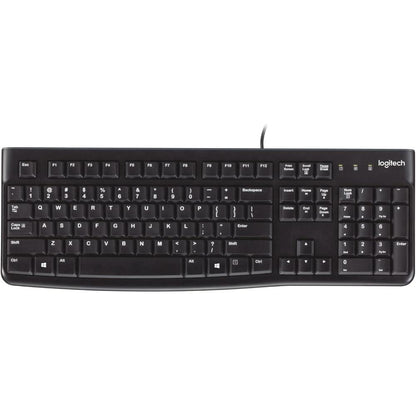 Logitech K120 USB Wired Keyboard | Full-Size Keyboard with Numeric Keypad | Spill-Resistant | Plug-and-Play USB | Black