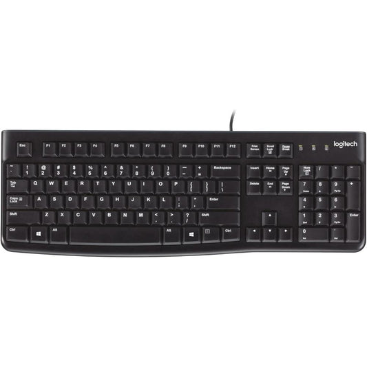 Logitech K120 USB Wired Keyboard | Full-Size Keyboard with Numeric Keypad | Spill-Resistant | Plug-and-Play USB | Black