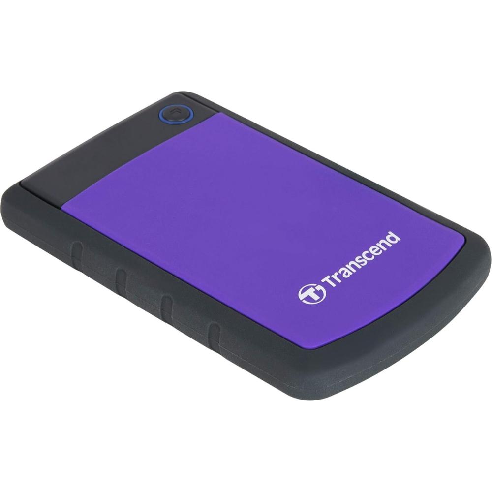 Transcend StoreJet 25H3 | Rugged Portable External Hard Drive | USB 3.1 Gen 1, Anti-Shock, One-Touch Backup (1TB / 2TB / 4TB)