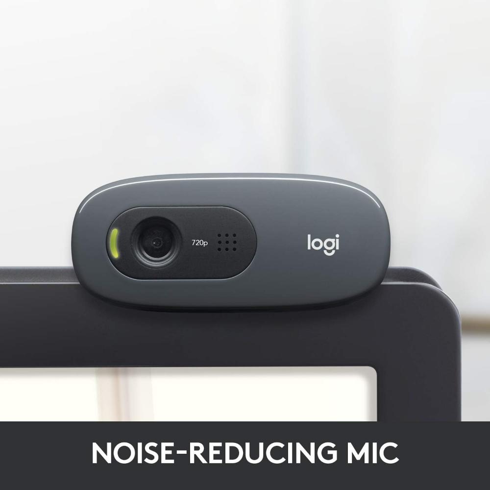Logitech C270 HD Webcam | 720p 30fps | 0.9MP | Auto Light Correction | Noise-Reducing Mono Mic | 55° FOV | Fixed Focus