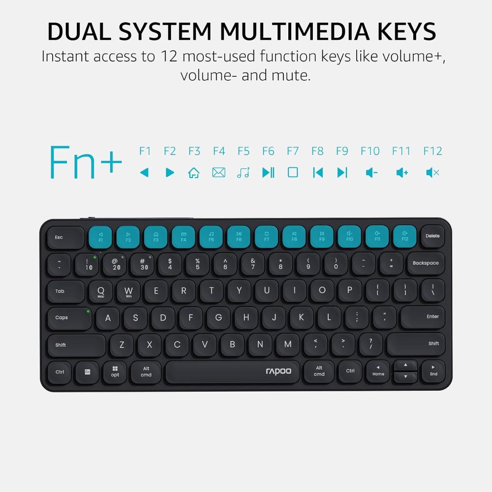Rapoo E9050L | Ultra-Slim Multi-Mode Wireless Keyboard – Dark Grey