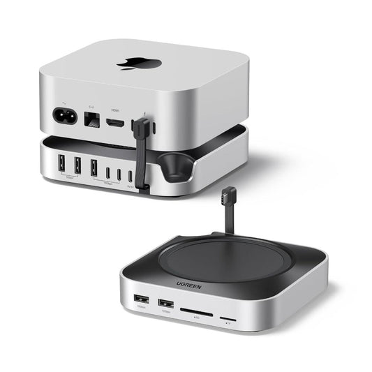 UGREEN 65487 Mac mini M4 Docking Station | 11-in-1 USB-C Hub | Up to 8TB NVMe SSD | 10Gbps USB-C & USB-A | 170MB/s SD/TF | Mac mini M4 Expansion Dock