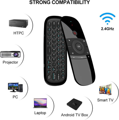 Wechip W1 2.4GHz Wireless Air Mouse | Air Remote with Keyboard for Android TV, Smart TV, and PC