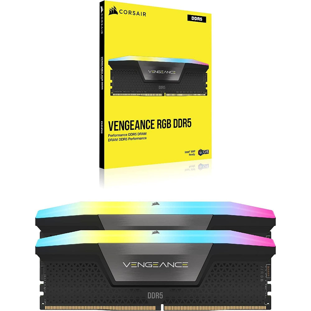 CORSAIR VENGEANCE RGB DDR5 RAM 32GB (2x16GB) | 6400MHz | CL36-48-48-104 | Intel XMP 3.0 | Black (CMH32GX5M2B6400C36)