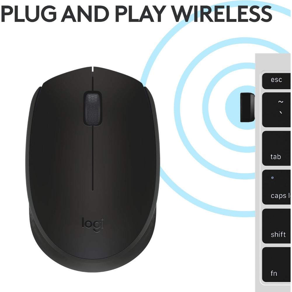 Logitech M170 Compact Wireless Mouse | 2.4GHz | 800 DPI | Ambidextrous | 12-Month Battery | USB Nano Receiver