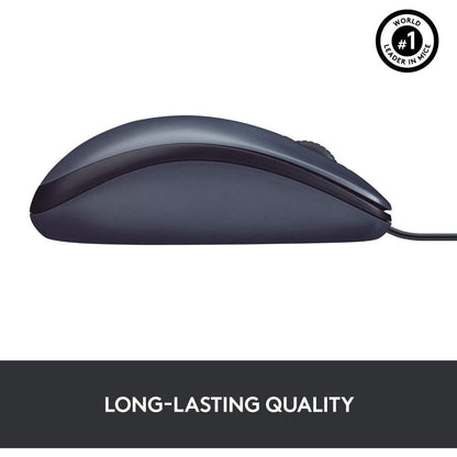 Logitech B100 Optical USB Wired Mouse | 800 DPI | 3 Buttons | Ambidextrous Design | Plug & Play | Windows, macOS & Linux