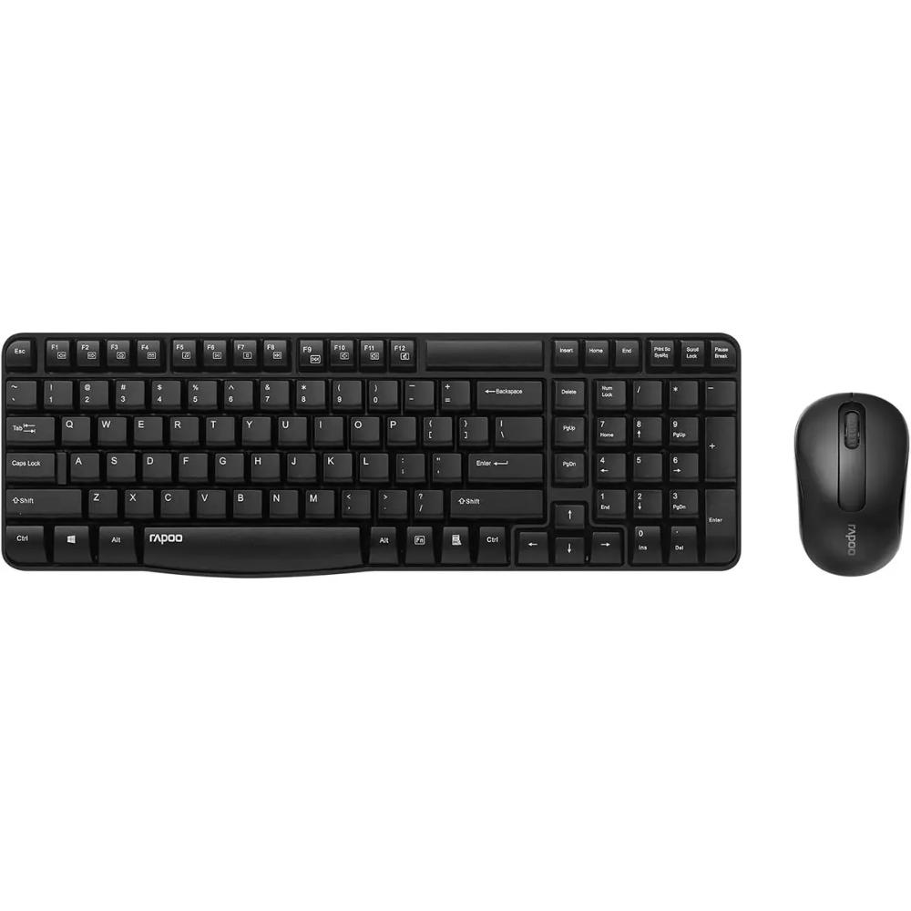 Rapoo X1800S Wireless Keyboard and Mouse Combo | 2.4GHz Wireless | 1000 DPI Optical Mouse | Up to 12 Months Battery Life | Black