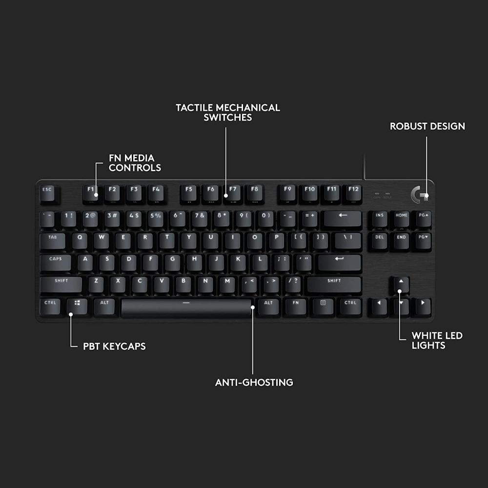 Logitech G413 TKL SE Mechanical Gaming Keyboard | Tactile Mechanical Switches | PBT Keycaps | Tenkeyless Layout | White LED Backlighting | Aluminum Top Case | USB