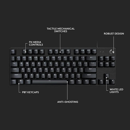 Logitech G413 TKL SE Mechanical Gaming Keyboard | Tactile Mechanical Switches | PBT Keycaps | Tenkeyless Layout | White LED Backlighting | Aluminum Top Case | USB