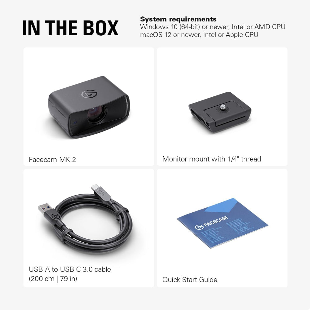 Elgato Facecam MK.2 | Premium Full HD Webcam | HDR | Sony Sensor | PTZ Control | Works with OBS, Zoom, Teams