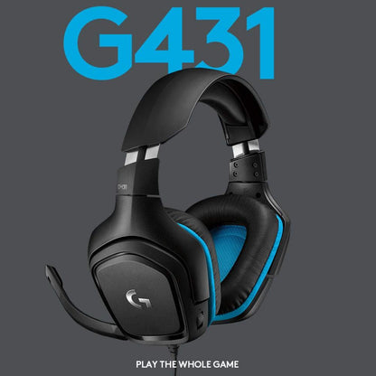 Logitech G431 Wired Gaming Headset | 50mm Drivers | DTS Headphone:X 2.0 Surround Sound | 6mm Flip-to-Mute Mic | 3.5mm + USB Connectivity | PC, PS4, Xbox & Switch