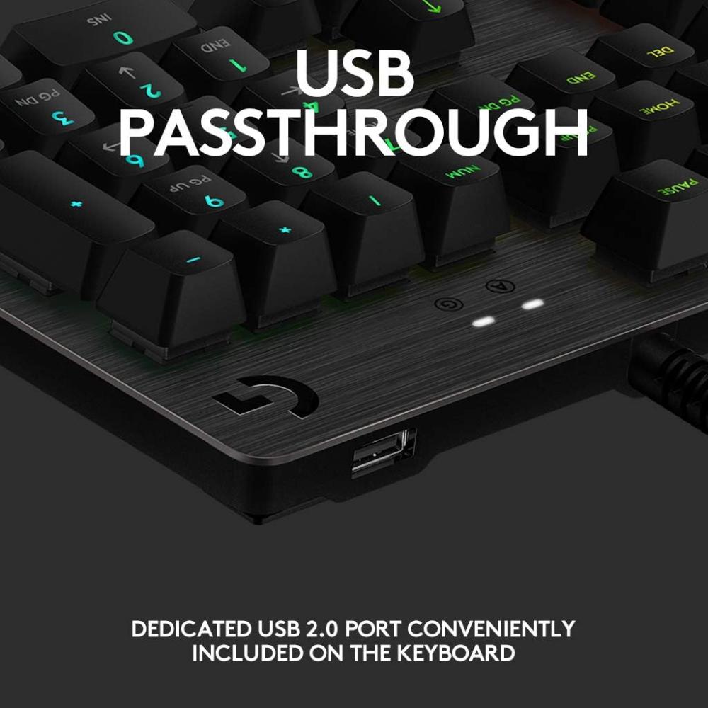 Logitech G512 Carbon LIGHTSYNC RGB Mechanical Gaming Keyboard | GX Mechanical Switches | 104 Keys | USB Passthrough | Aluminum Alloy | 1ms Report Rate