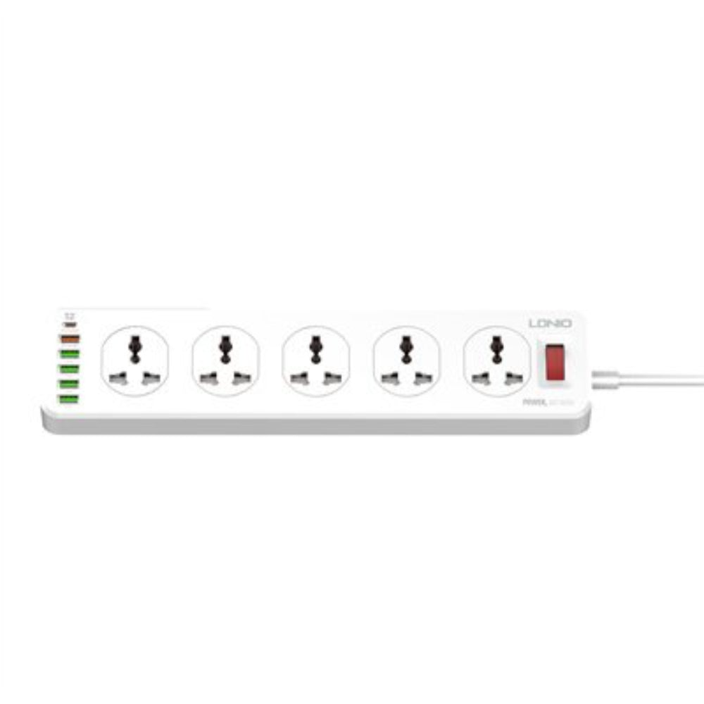 LDNIO SC10610 | 10 AC Outlets Universal Power Strip, 6 USB Ports (PD 20W + QC3.0), 2500W, 2M Cord