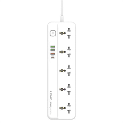 LDNIO SC5415 | 5 AC Outlets Universal Power Strip, 4 USB Ports (PD + QC3.0), 20W Fast Charging, 2500W Output