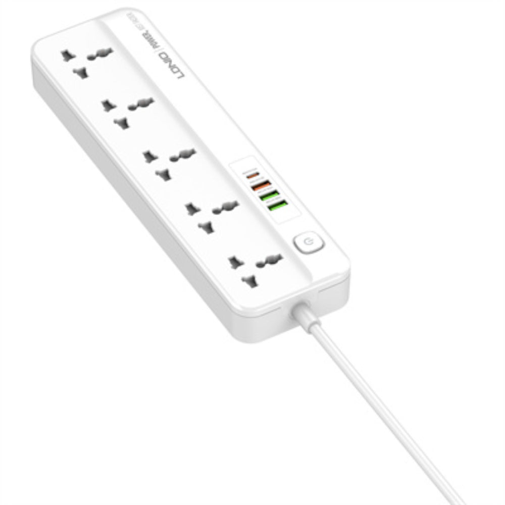 LDNIO SC5415 | 5 AC Outlets Universal Power Strip, 4 USB Ports (PD + QC3.0), 20W Fast Charging, 2500W Output