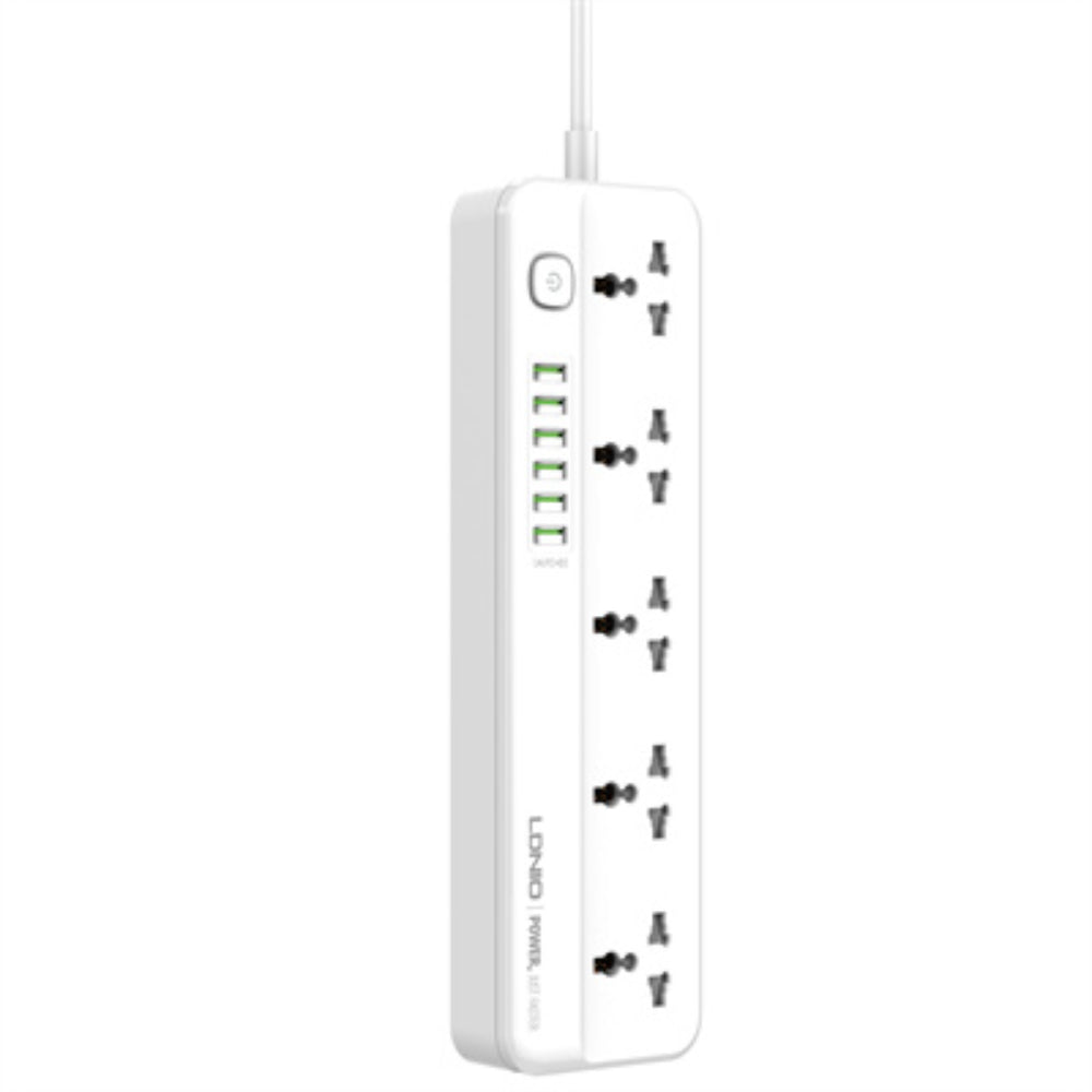 LDNIO SC5614 | 5 AC Outlets Universal Power Strip, 6 USB Ports, 17W Fast Charging, 2500W Output, 2M Cord
