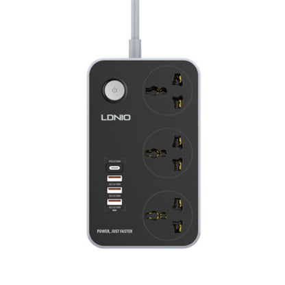 LDNIO SC3412 | 3 AC Outlets Universal Power Strip, 4 USB Ports (PD + QC3.0), 38W Fast Charging, 2500W Output